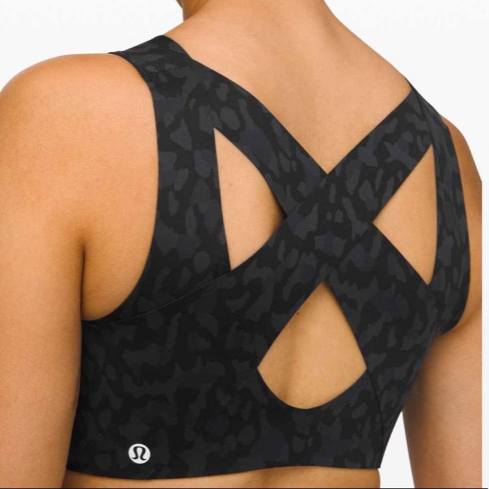 Lulu🍋 Enlite Bra Zip Front Formation Camo Deep Coal size 32DD - Picture 2 of 10